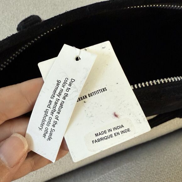 Urban Outfitters Suede Speedy Satchel Crossbody Convertible Leather Black NEW - Picture 16 of 16